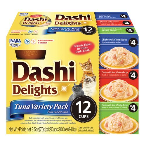 Inaba Dashi Delight Tuna Variety Pack Cat Treats - 12x70g
