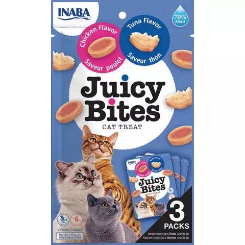 INABA Juicy Bites Tuna & Chicken Flavor Cat Treats - 3 Tubes