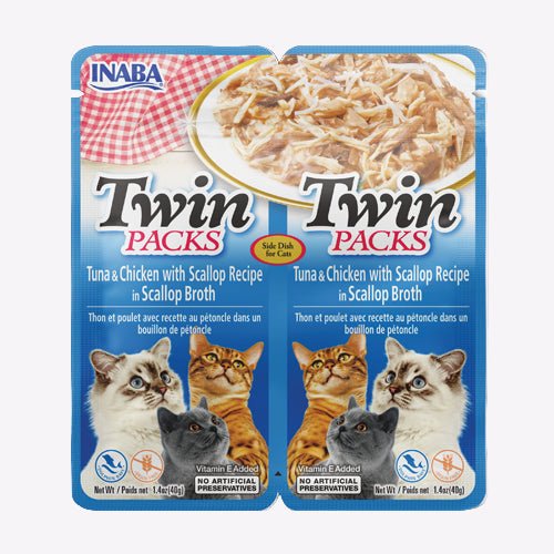Inaba Twin Packs Tuna & Chicken with Scallop Recipe in Scallop Broth - 3 x (2x40g)