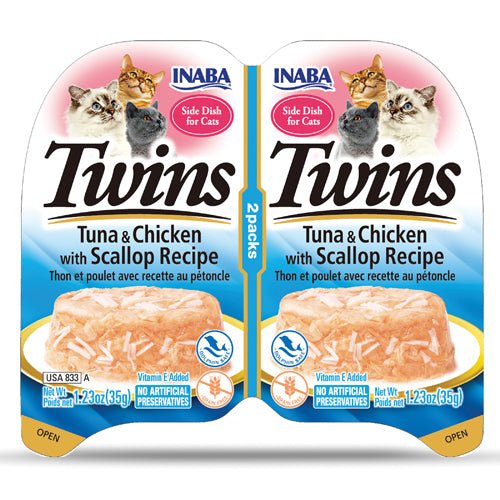 Inaba Twins Cup Tuna & Chicken with Scallop Recipe - 3 x (2x35g)