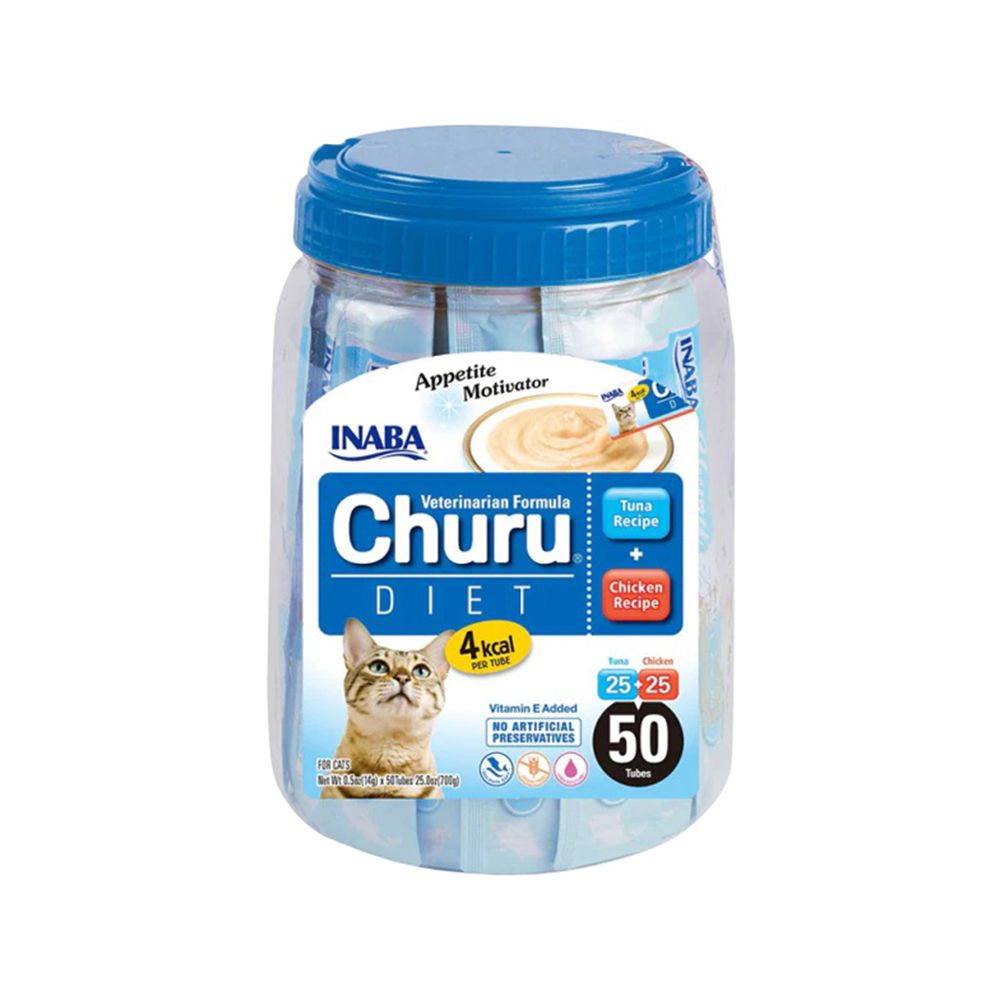Inaba Veterinarian Formula Churu Diet Tuna and Chicken Lickable Cat Treats - 14g x 50 Pcs