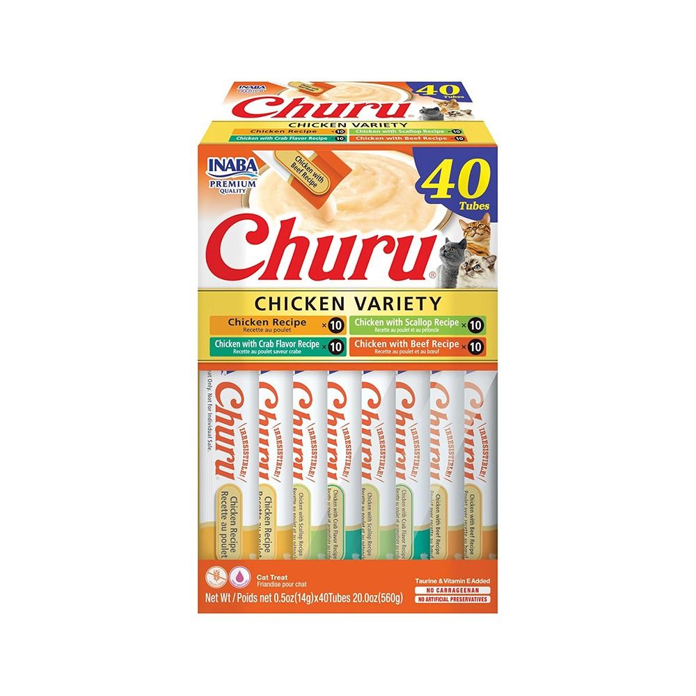 Inaba Churu Chicken Puree Variety Pack Cat Treats - 40 x 14 g
