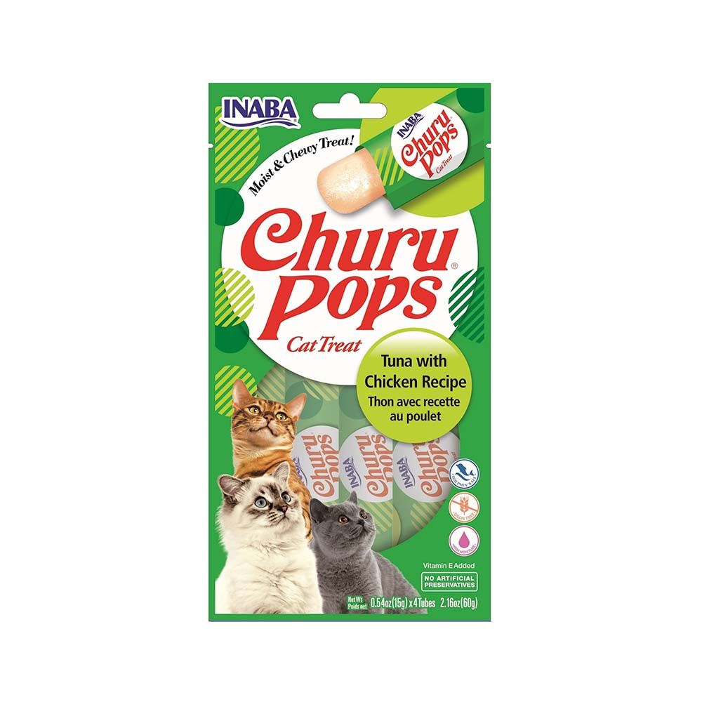 Inaba Churu Pops Tuna with Chicken Cat Treats - 15g x 4 Tubes