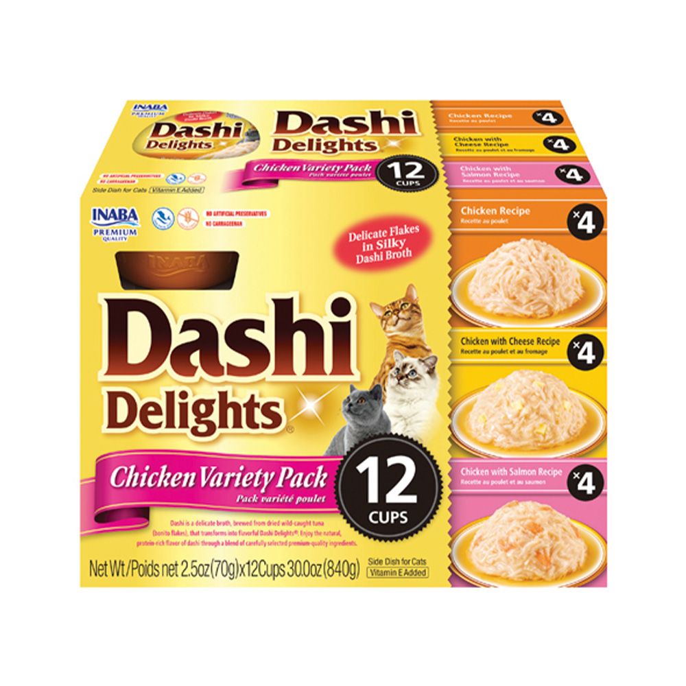 Inaba Dashi Delights Chicken Variety Pack Cat Treats - 12 x 70 g