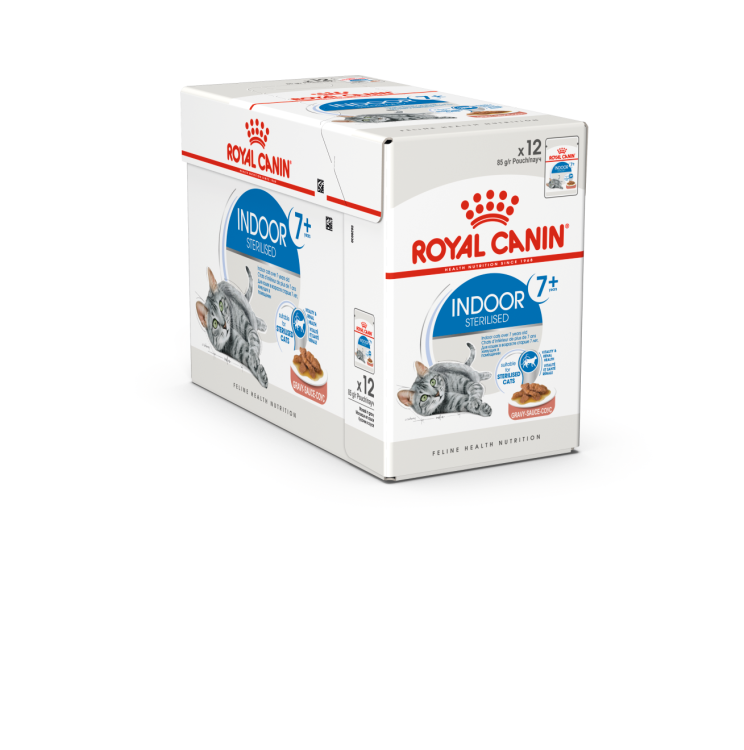 Royal Canin Wet Food - Indoor 7+ in Gravy (12 X 85G Pouches)