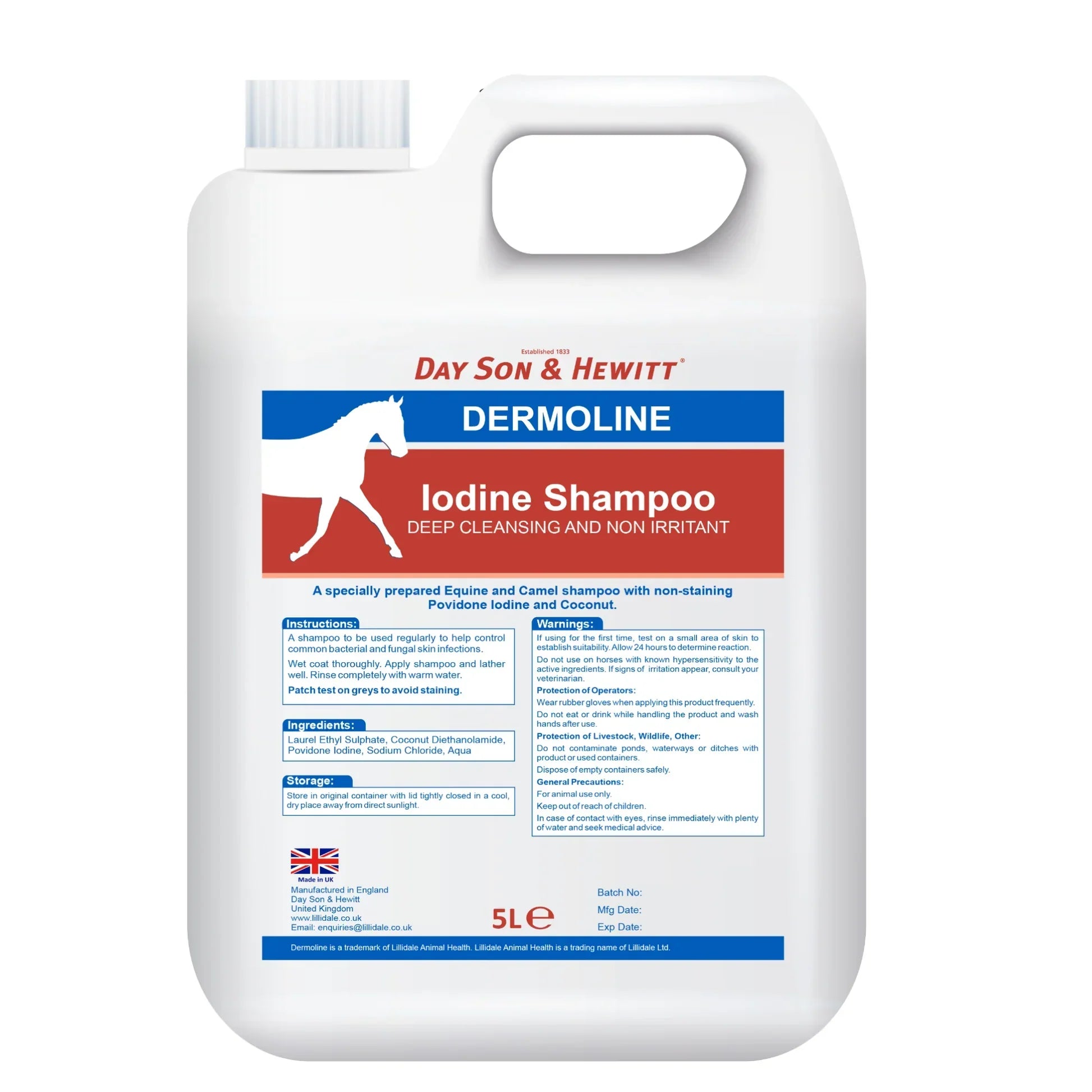 Dermoline Iodine Shampoo 5L – Day Son & Hewitt