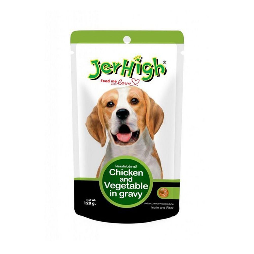 Jerhigh Vegetable and Chicken In Gravy Dog Food Pouch - 120 g