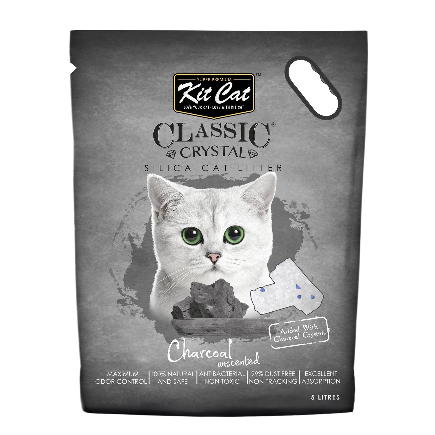 Kit Cat Classic Crystal Cat Litter Charcoal Unscented (5 Litres)