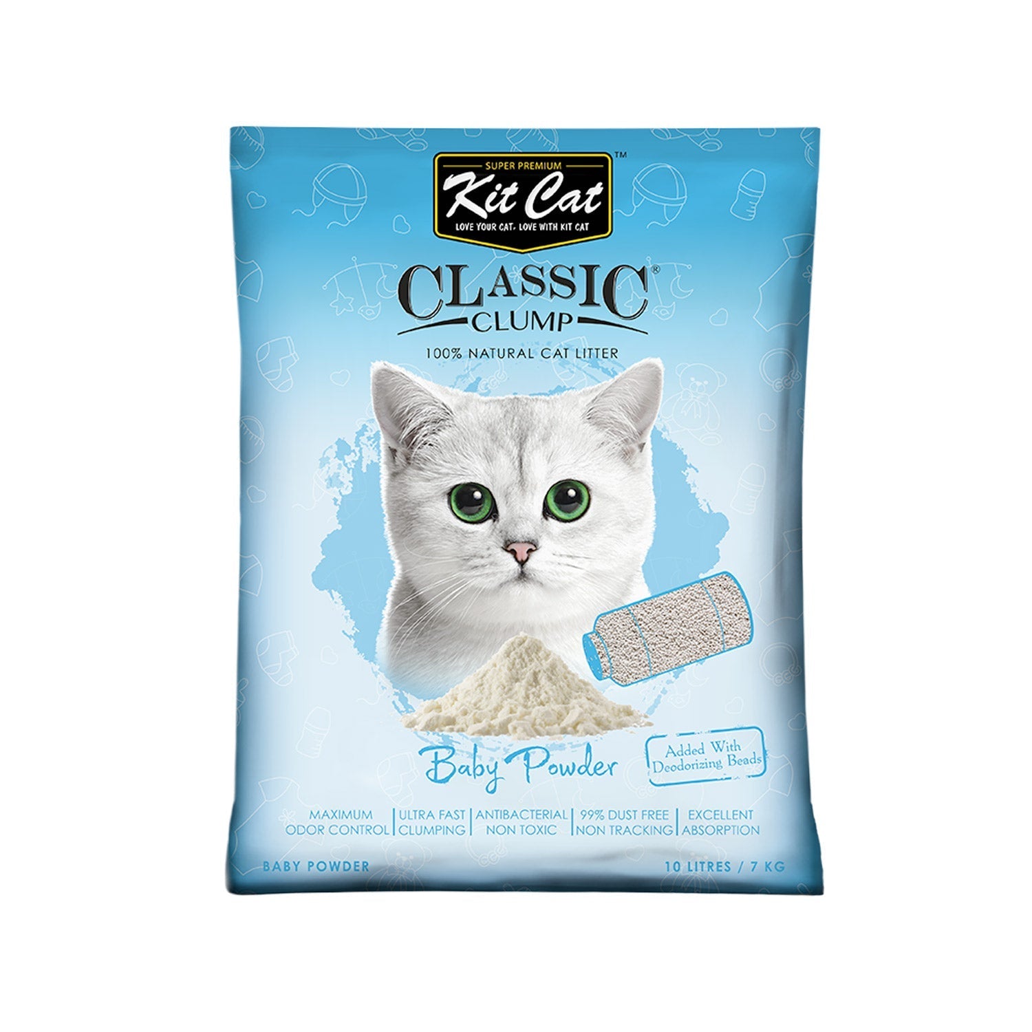 Kit Cat Classic Clump Cat Litter - 10L (Baby Powder)