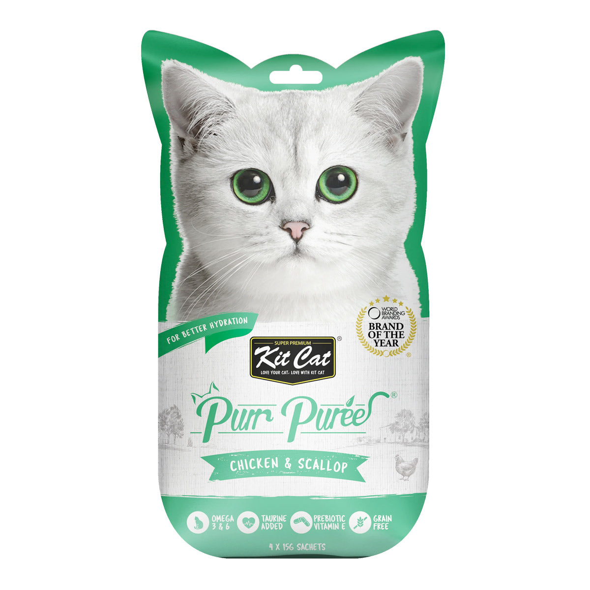 Kit Cat Purr Puree Chicken & Scallop Cat Treats 4X15G