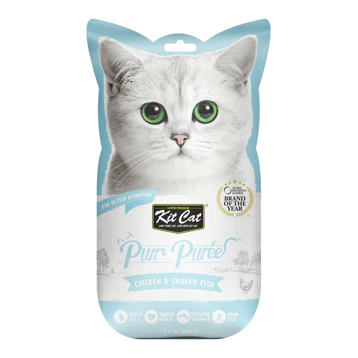 Kit Cat Purr Puree Chicken & Smoked Fish Cat Treats 4X15G