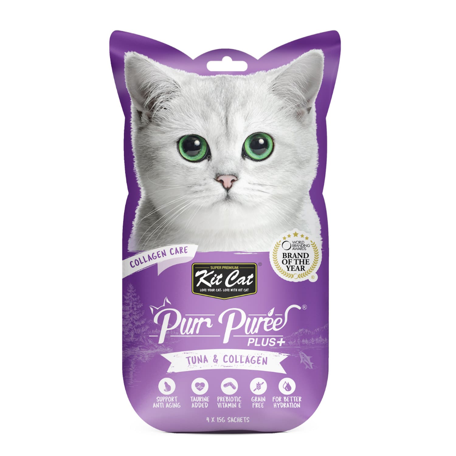 Kit Cat Purr Puree Plus+ Tuna & Collagen (Collagen Care) Cat Treats 4X15G