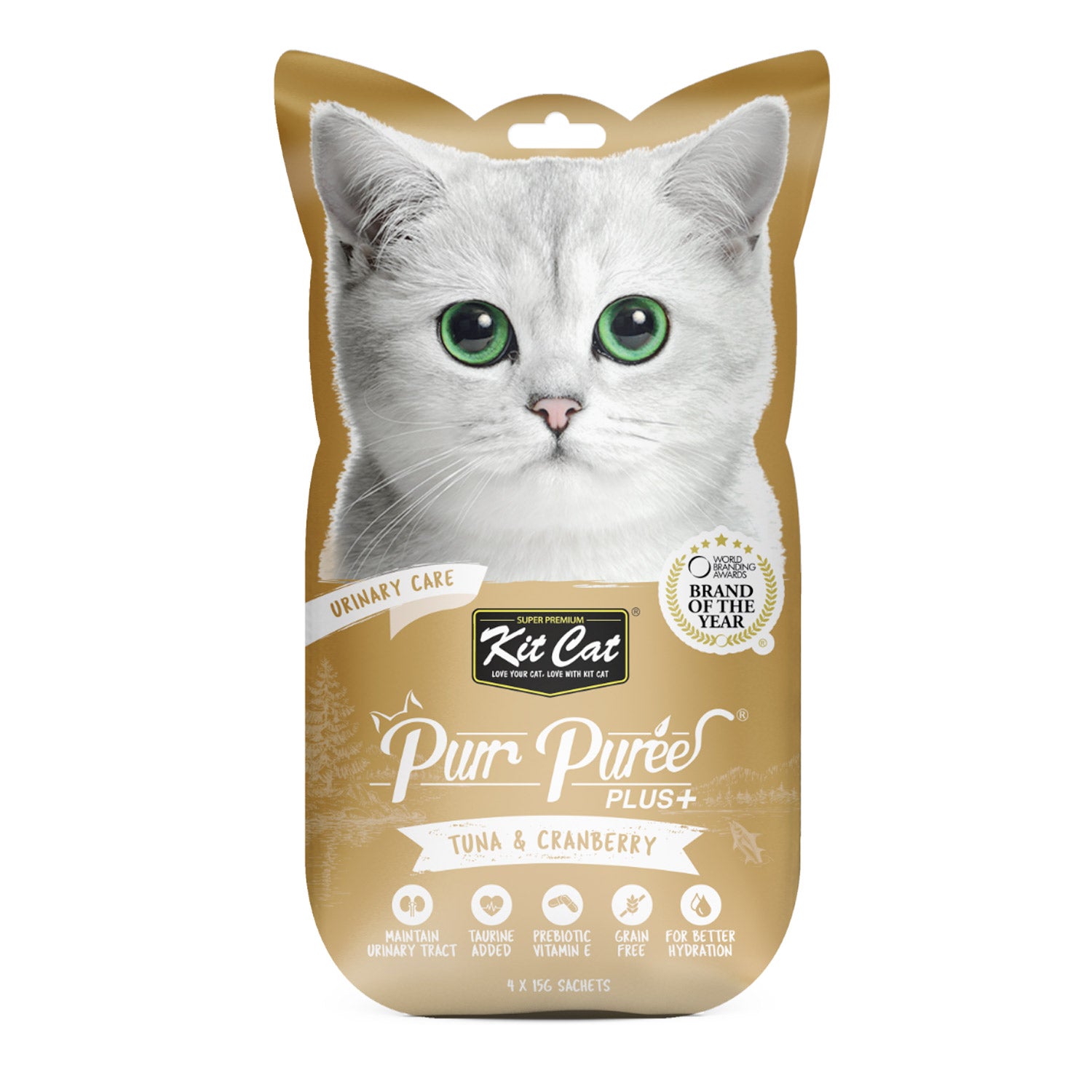 Kit Cat Purr Puree Plus+ Tuna & Cranberry (Urinary Care) Cat Treats 4X15G