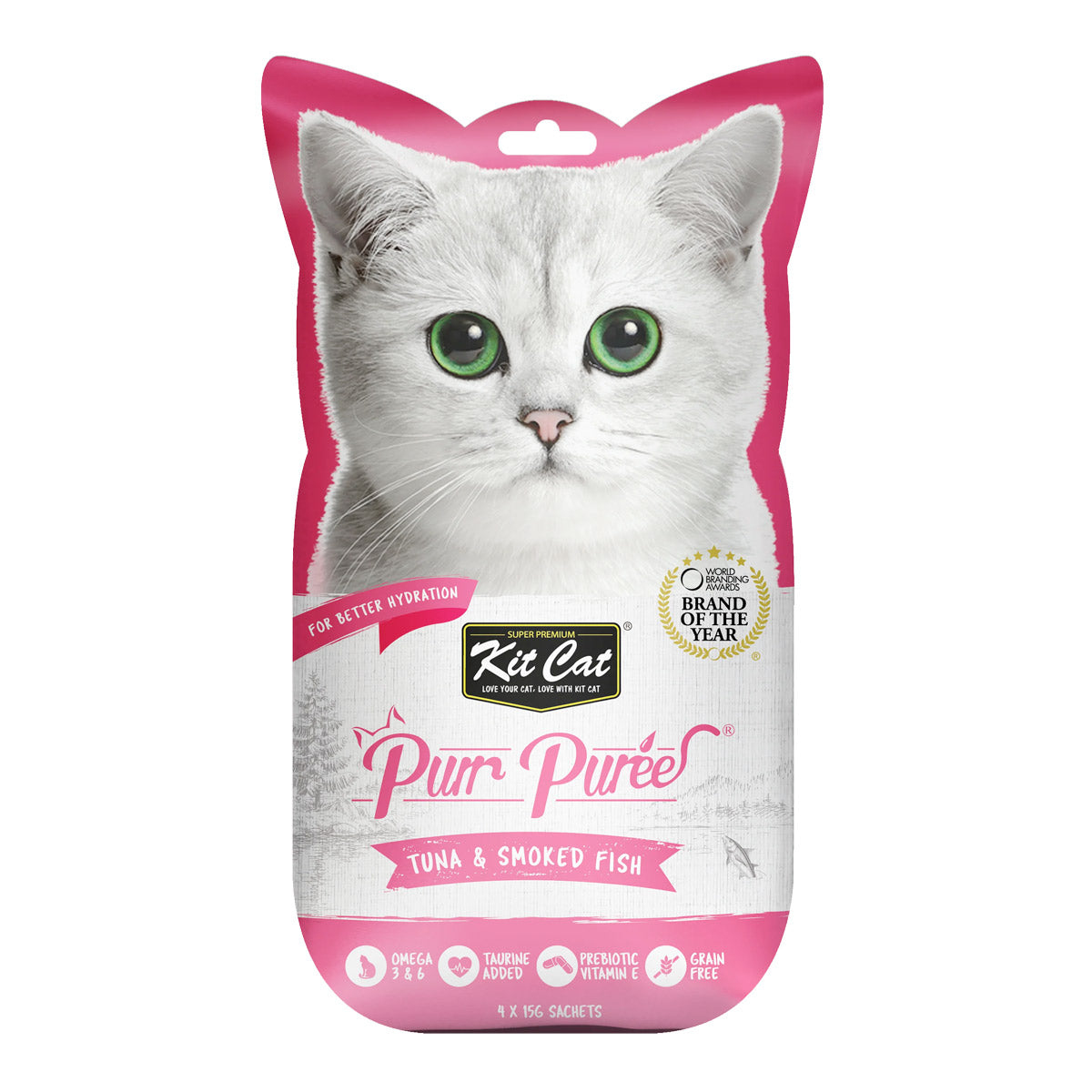 Kit Cat Purr Puree Tuna & Smoked Fish Cat Treats 4X15G