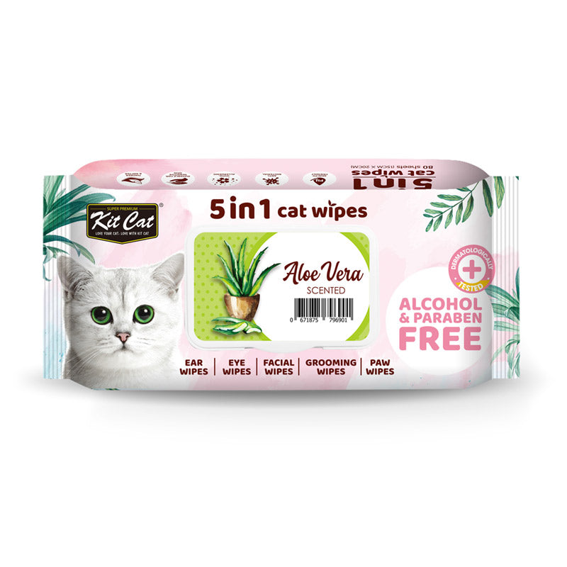 KItCat 5 in 1 ALOE VERA SCENTED Cat Wipes
