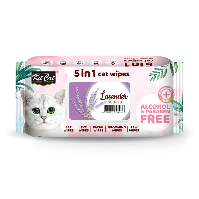 KitCat 5 in 1 Cat Wipes LAVENDER SCENTED