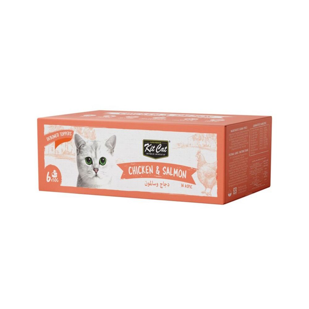 Kit Cat Deboned Chicken and Salmon Toppers Multipack Canned Cat Food - 6 x 50 g