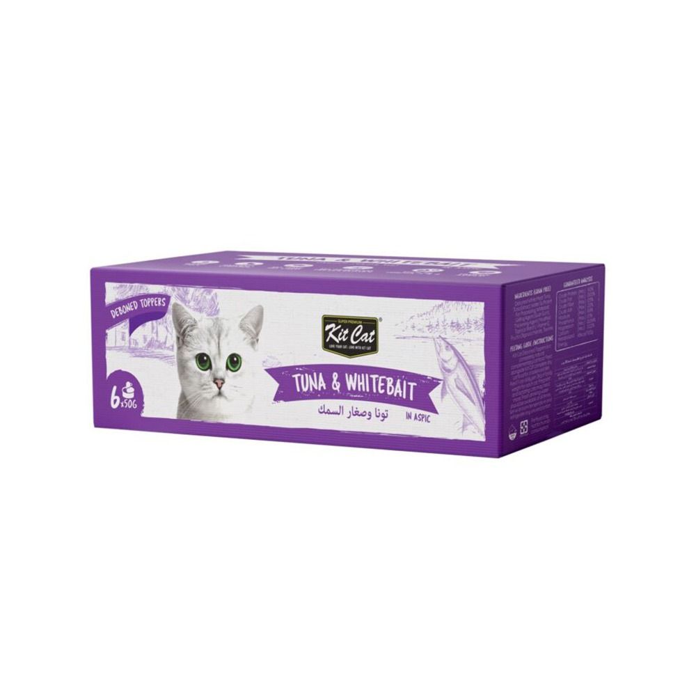 Kit Cat Deboned Tuna and Whitebait Toppers Multipack Canned Cat Food - 6 x 50 g