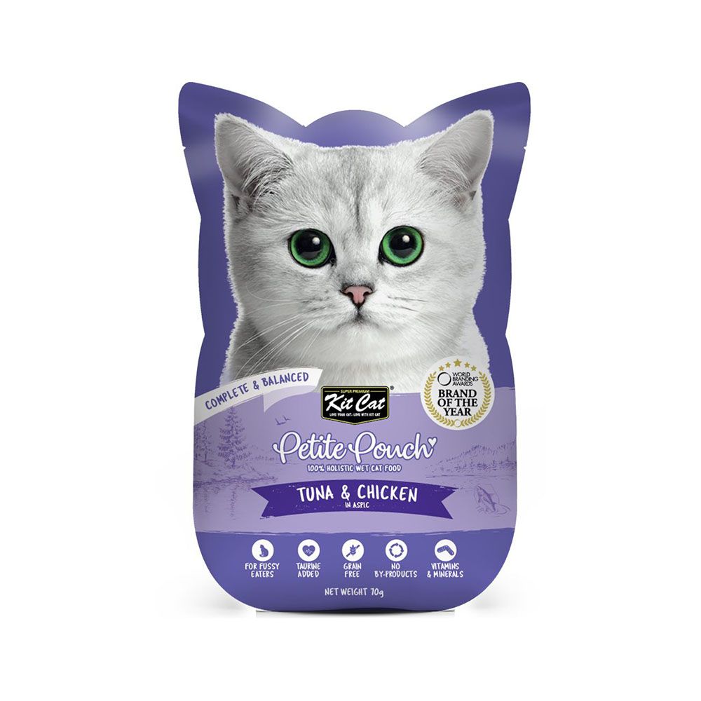Kit Cat Petite Complete Tuna and Chicken in Aspic Cat Food Pouch - 70 g