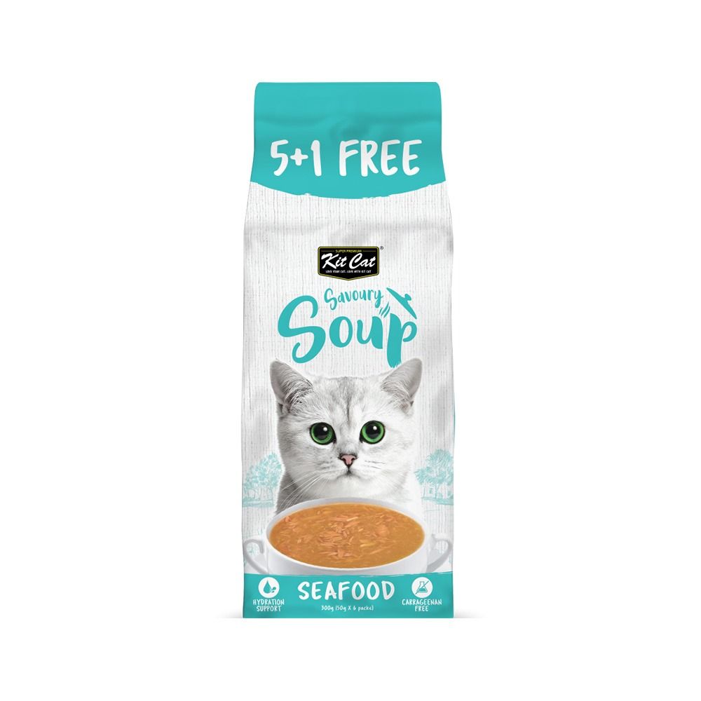 Kit Cat Savoury Soup Seafood Wet Cat Food - 300 g (50g x 6pcs)