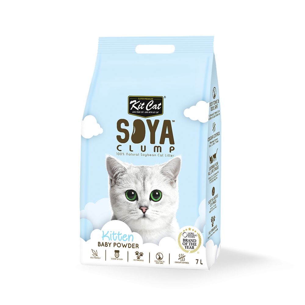 Kit Cat Soyabean Kitten Cat Litter - Baby Powder - 7L