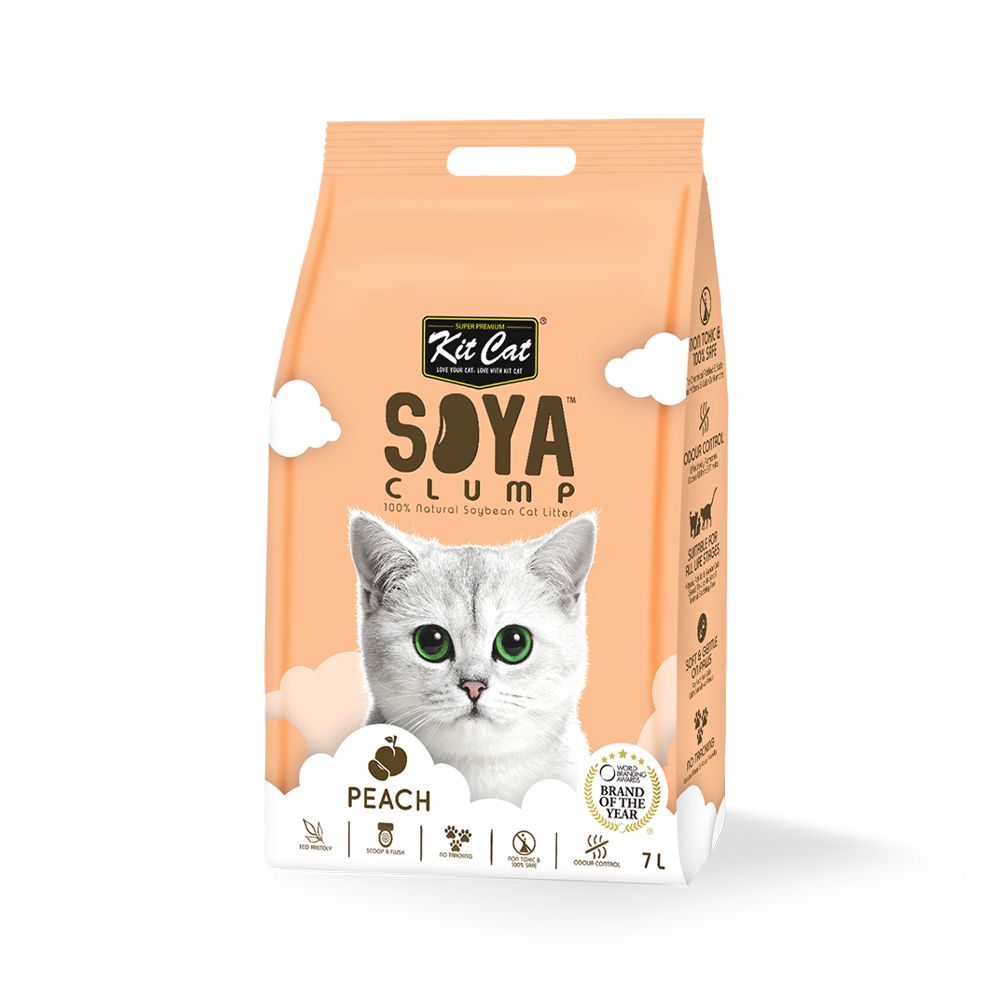 Kit Cat Soyabean Soya Clumping Cat Litter - Peach - 7L