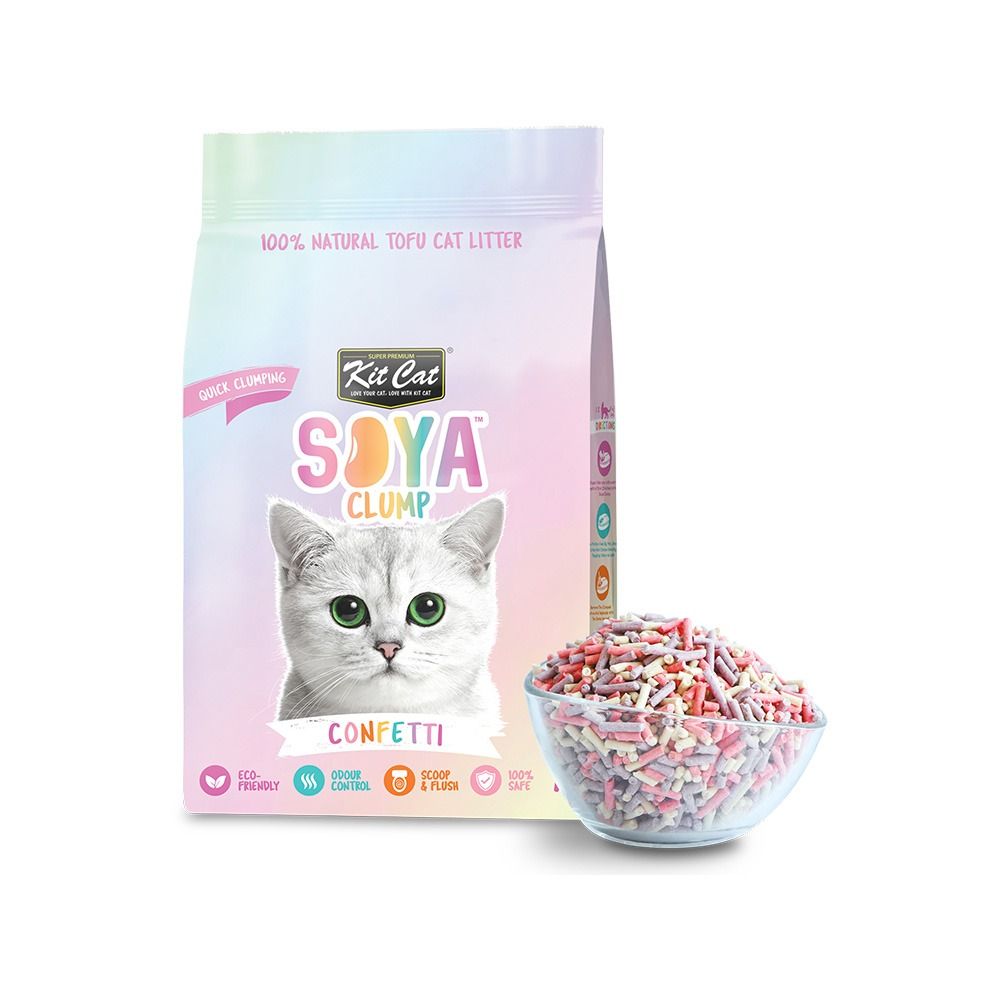 Kit Cat Soya Clumping Soybean Cat Litter - Confetti - 7L