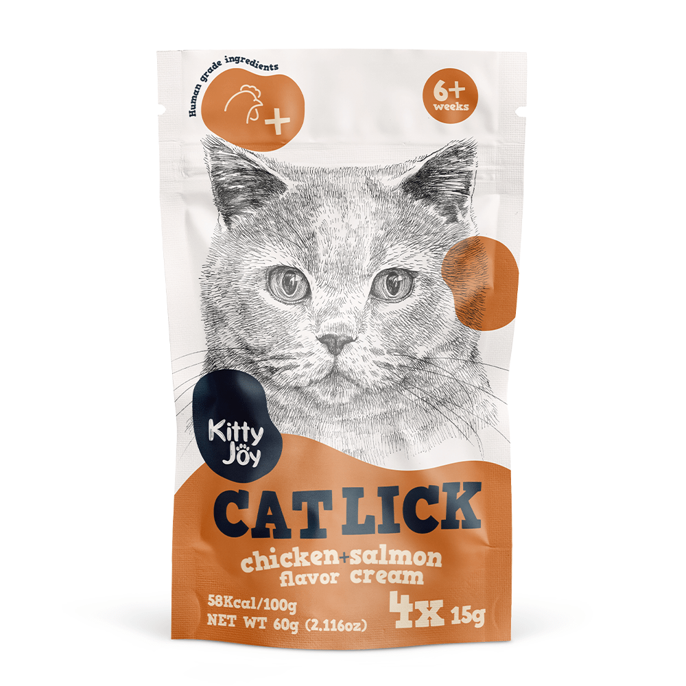Kitty Joy Cat Lick Chicken + Salmon Flavor Cream Cat Treats -(4x15g) 60g