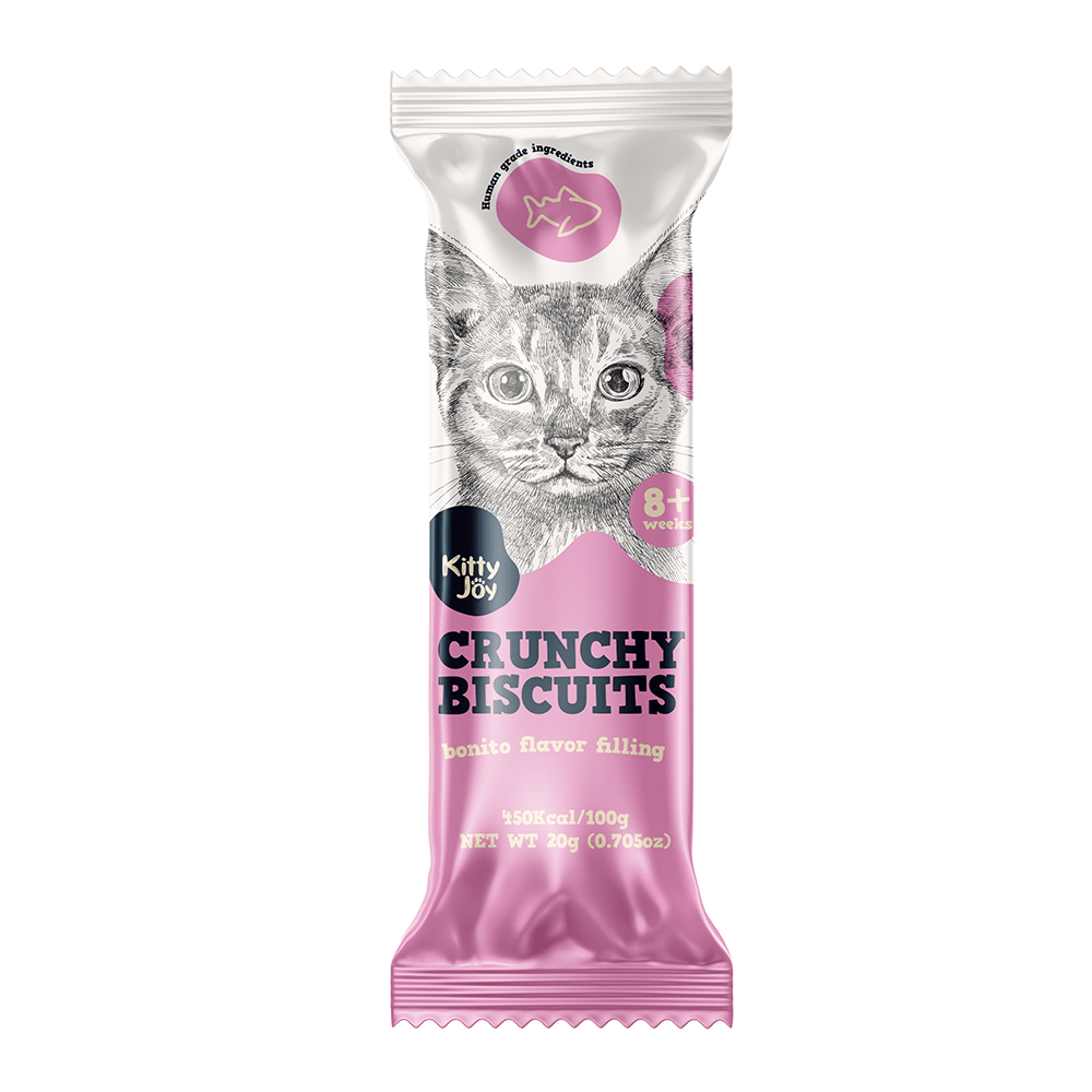 Kitty Joy Crunchy Biscuits With Bonito Flavor Filling Cat Treats -3X20g