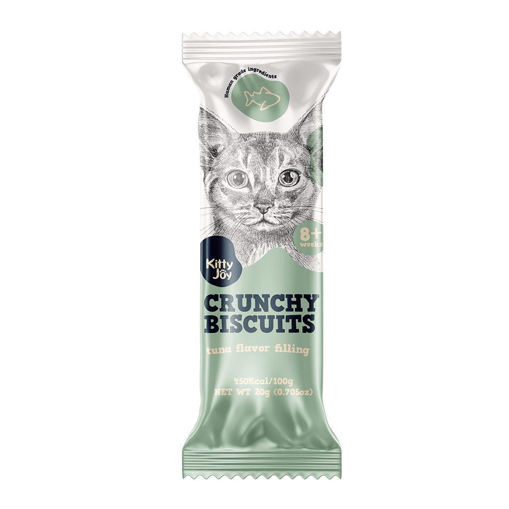 Kitty Joy Crunchy Biscuits With Tuna Flavor Filling Cat Treats - 3x20g