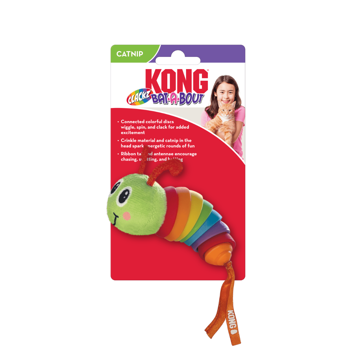 Kong Bat-A-Bout Clacks Caterpillar Cat Toy