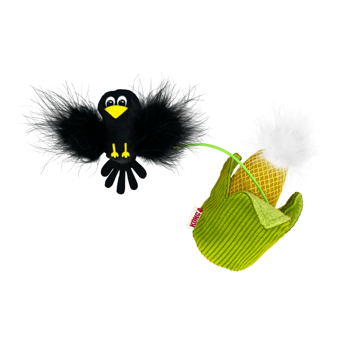 Kong Flingaroo Corny Plush Feather Cat Toy