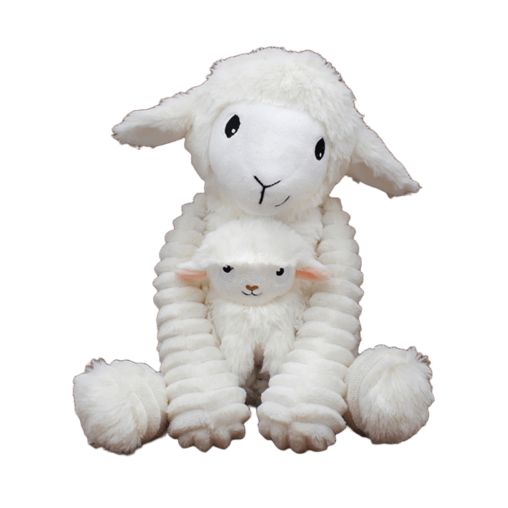 Les Deglingos Mom and Her Baby Sheep Plush Toy - White