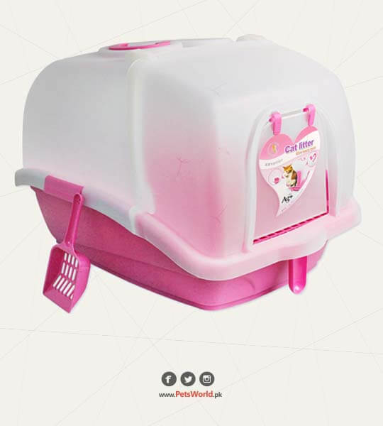 EnClosed Large Plastic Cat Litter Box with scoop