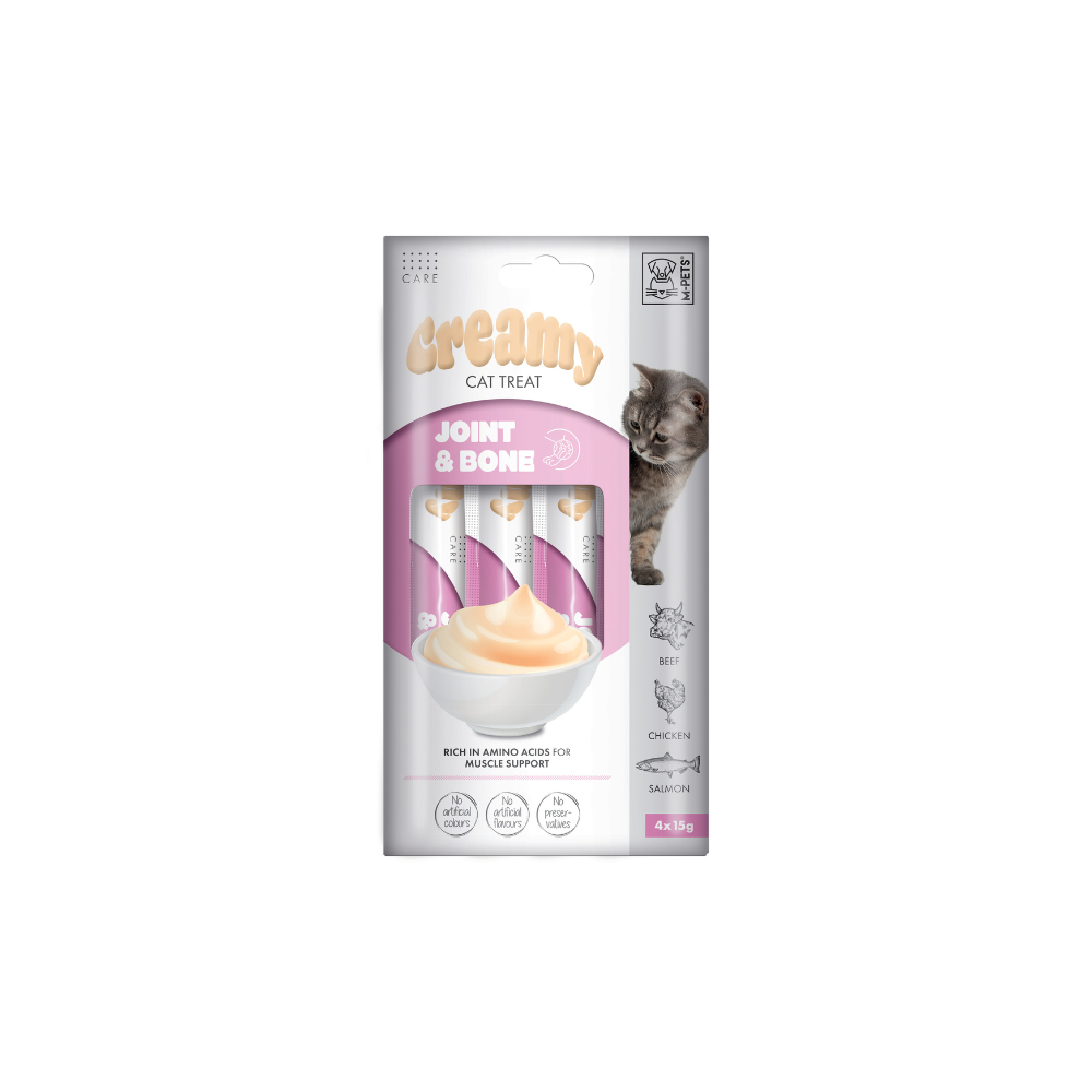 M-PETS Creamy with Functions – Cat treat – Joint & Bone – Beef & Chicken & Salmon 4x15g (60g)
