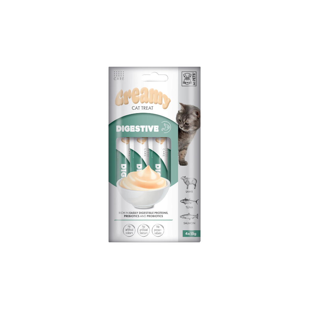 M-PETS Creamy with Functions – Cat treat – Digestive – Lamb & Tuna & Salmon 4x15g (60g)