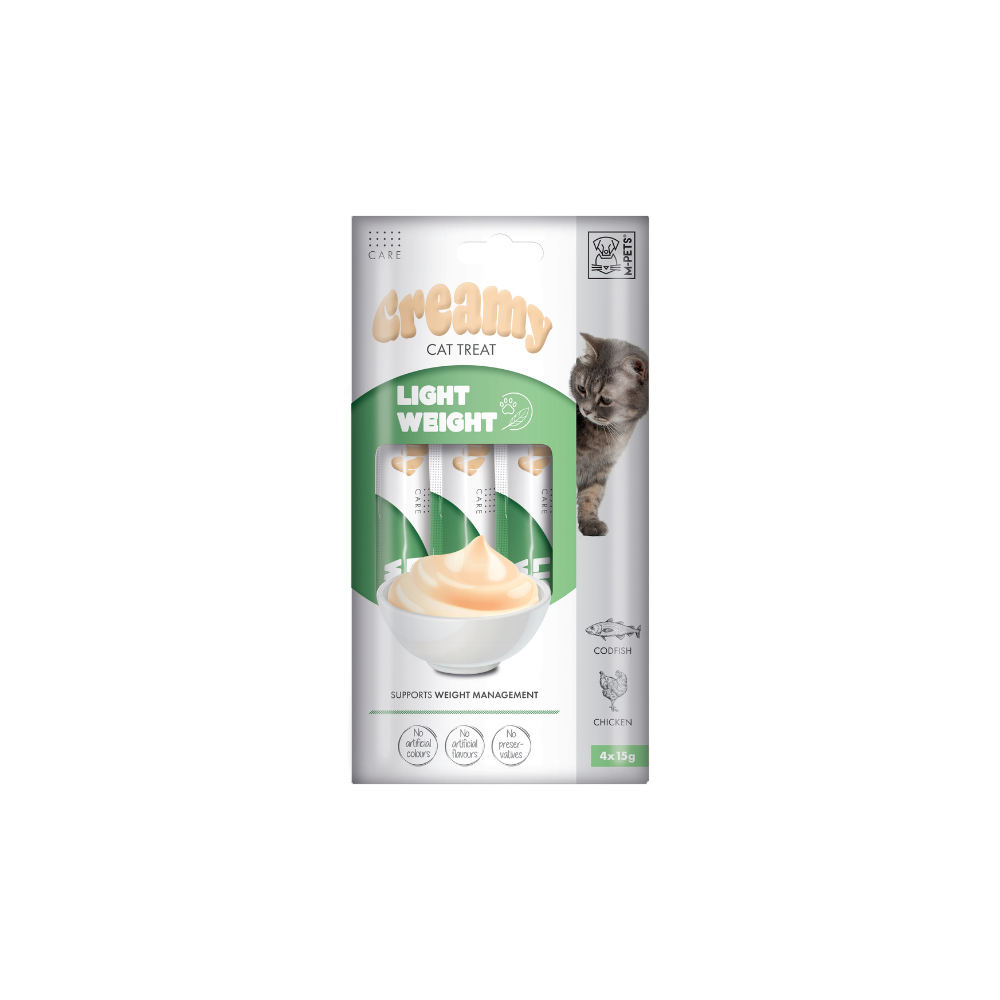 M-PETS Creamy with Functions – Cat treat – Light weight – Codfish & Chicken 4x15g (60g)