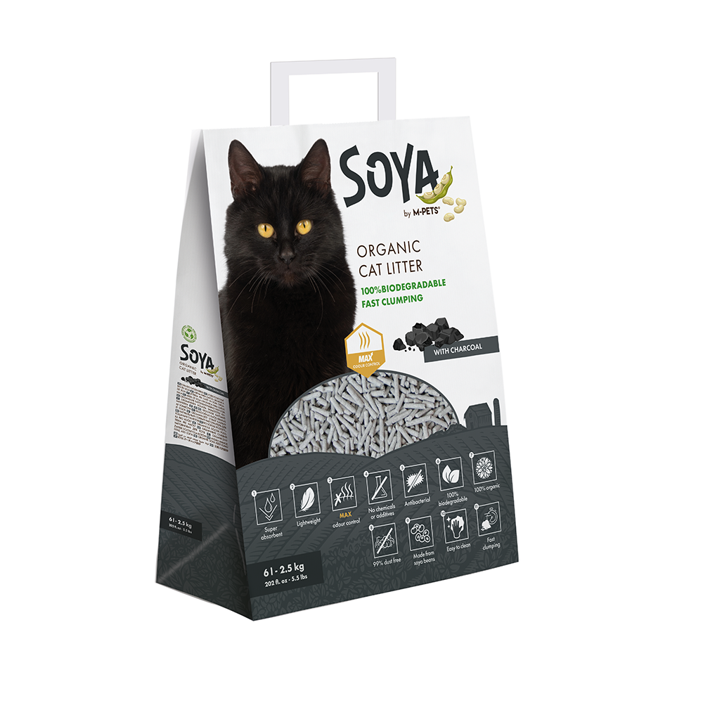 M-PETS Soya Organic Tofu Cat Litter Charcoal – 100% Biodegradable