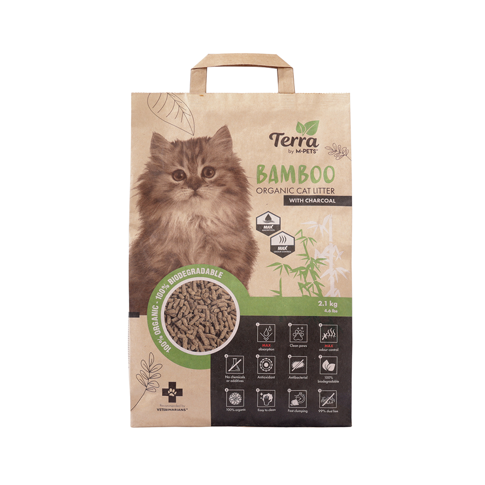 M-PETS Terra Bamboo Organic Cat Litter with Charcoal 5L