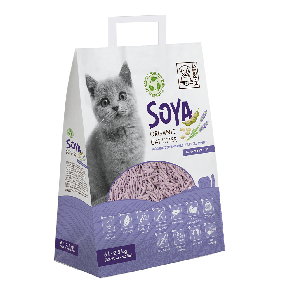 M-PETS Soya Organic Tofu Cat Litter Lavender Scented – 100% Biodegradable