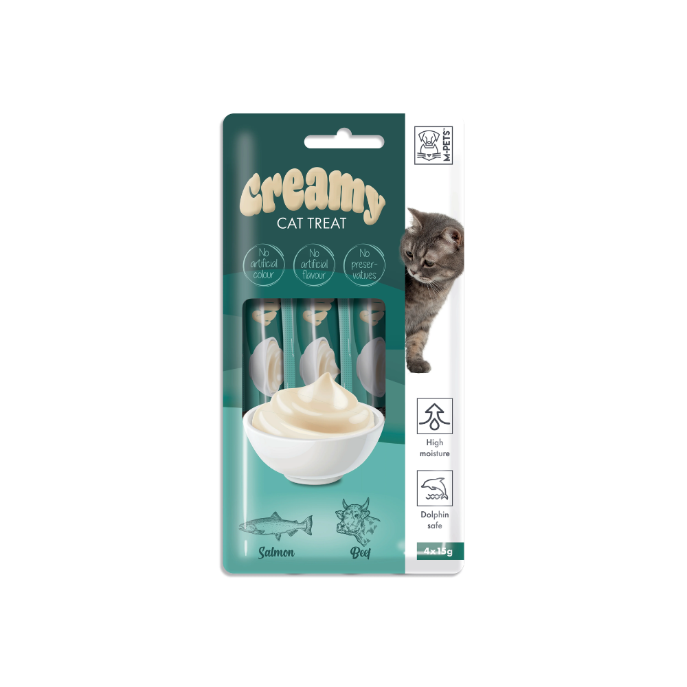 M-PETS Creamy Treats for Cats – Salmon & Beef 4x15g (60g)