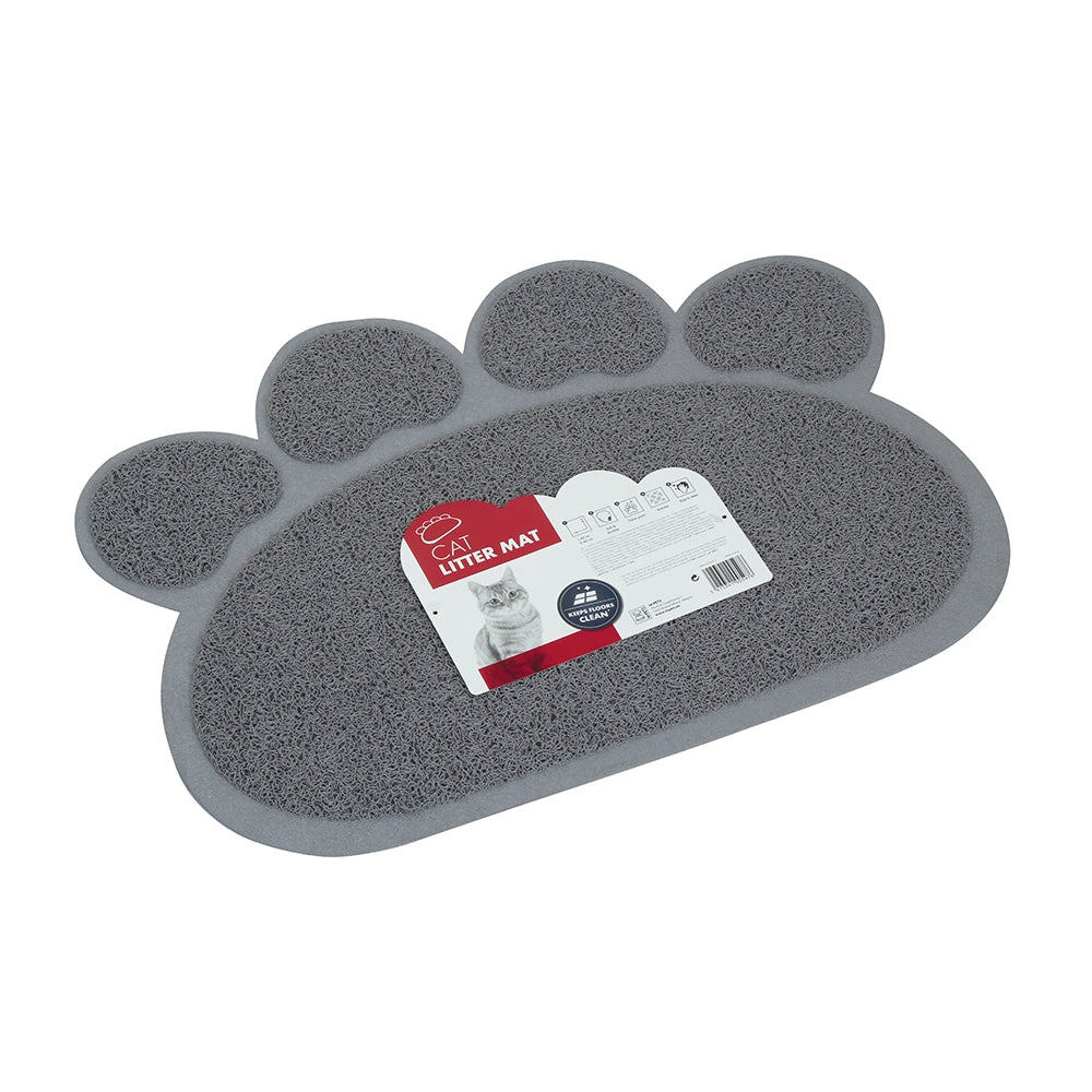 M-PETS Paw Cat Litter Mat Grey
