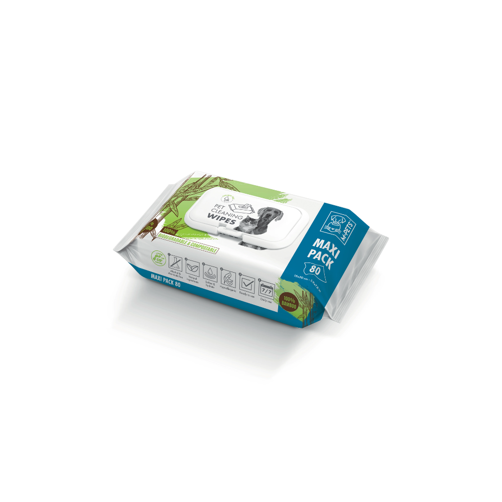 M-PETS Pet Cleaning Wipes 100% Bamboo Maxi Pack 80pcs