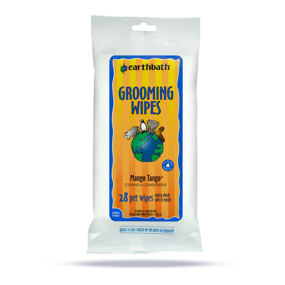 earthbath Grooming Wipes Extra-thick & extra Large, Mango Tango, 28 ct