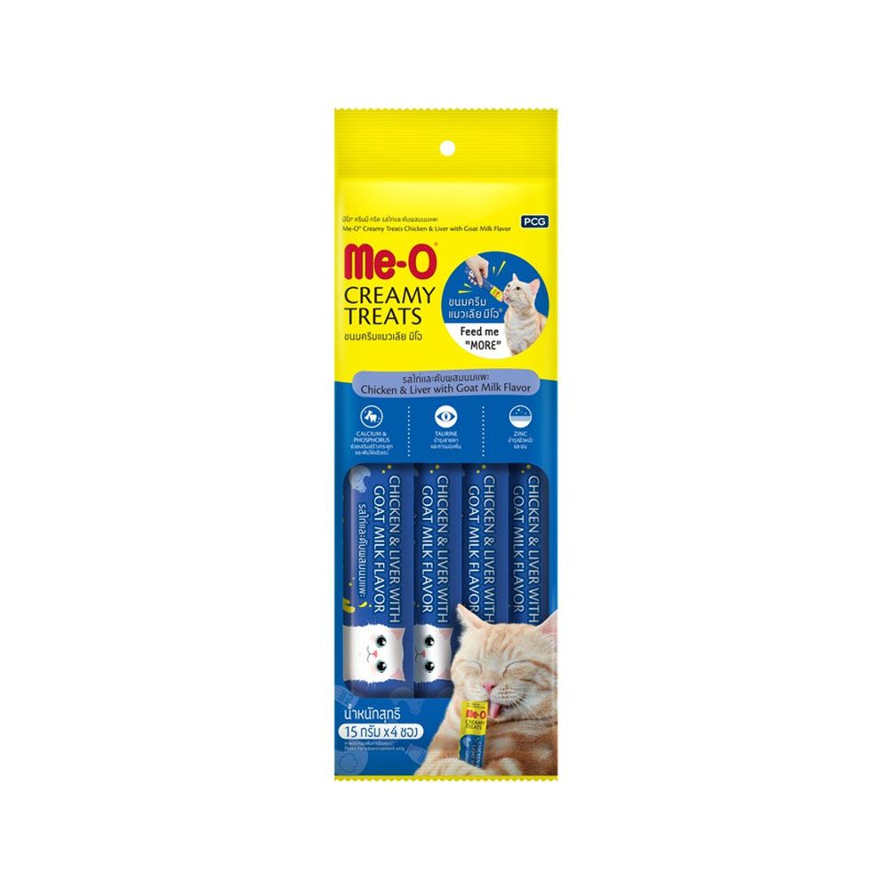 Me-O Creamy Treats Chicken-Liver and Goat Milk Cat Treats - 4 x 15 g
