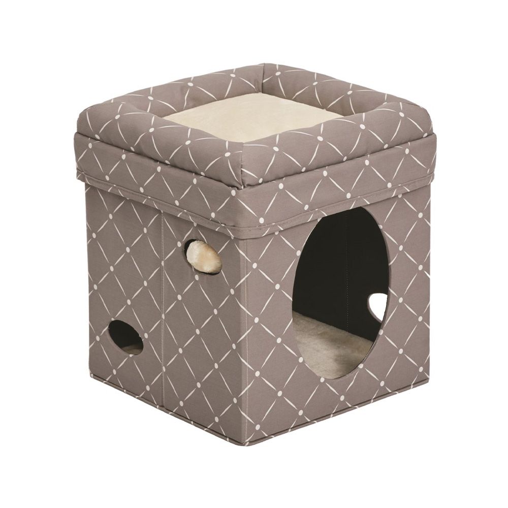 Midwest Curious Cat Cube - Mushroom Cat House - 16"L x 16"W x 17"H