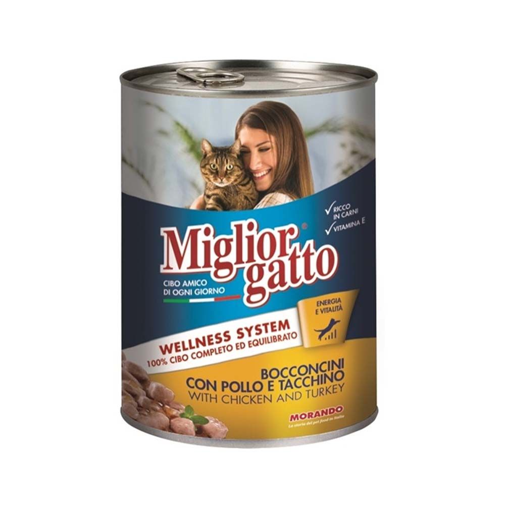 Miglior Chunks with Chicken & Turkey Canned Cat Food - 405g - Pack of 12
