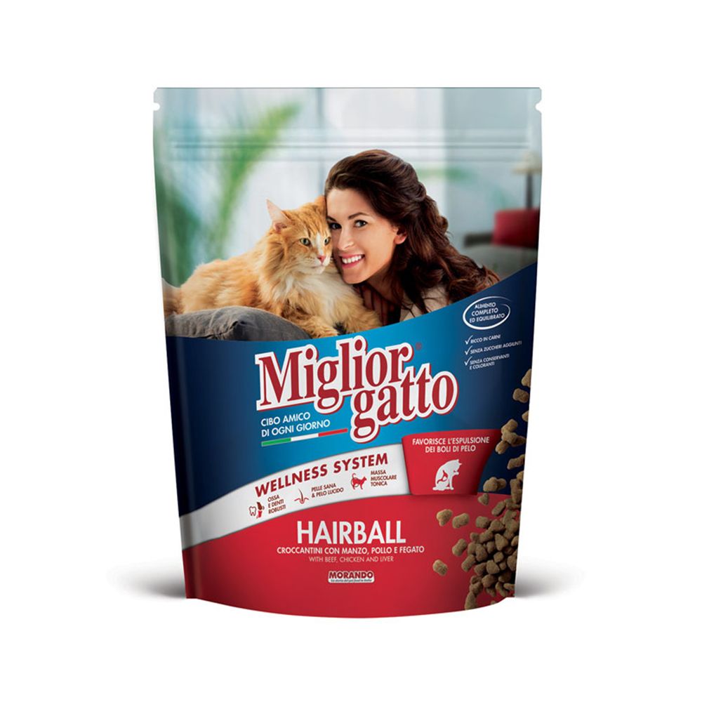 Miglior Cat Hairball Beef Chicken and Liver Cat Food Pouch - 800 g