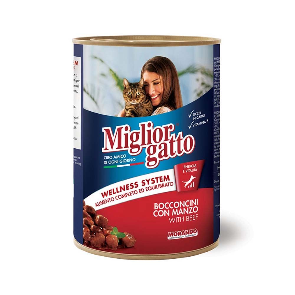 Miglior Chunks with Beef Wet Cat Food - 405g Pack of 12