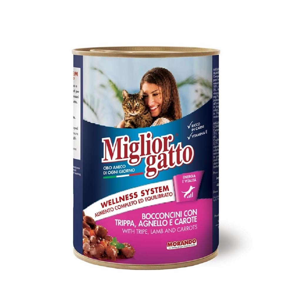 Miglior Chunks with Tripe - Lamb and Carrots Wet Cat Food - 405 g - Pack of 12
